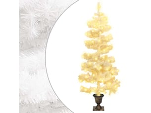 Arbre de noël, sapin de noël hélicoïdal pré-éclairé avec pot blanc 120 cm pvc