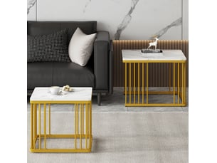 Table basse carré(e) coloris blanc EVRYAE - 60 cmx45 cm