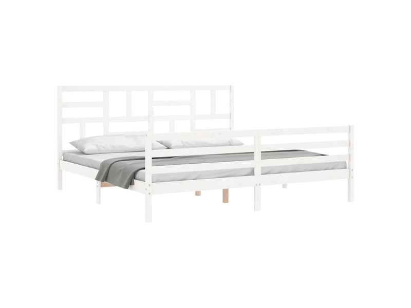  Lit double- lit adulte -  cadre de lit sans matelas blanc 200x200 cm bois massif  - Conforama D