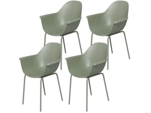 Lot de 4 chaises de jardin 59x55x84 cm avec dossier et accoudoirs résistant aux intempéries métal vert