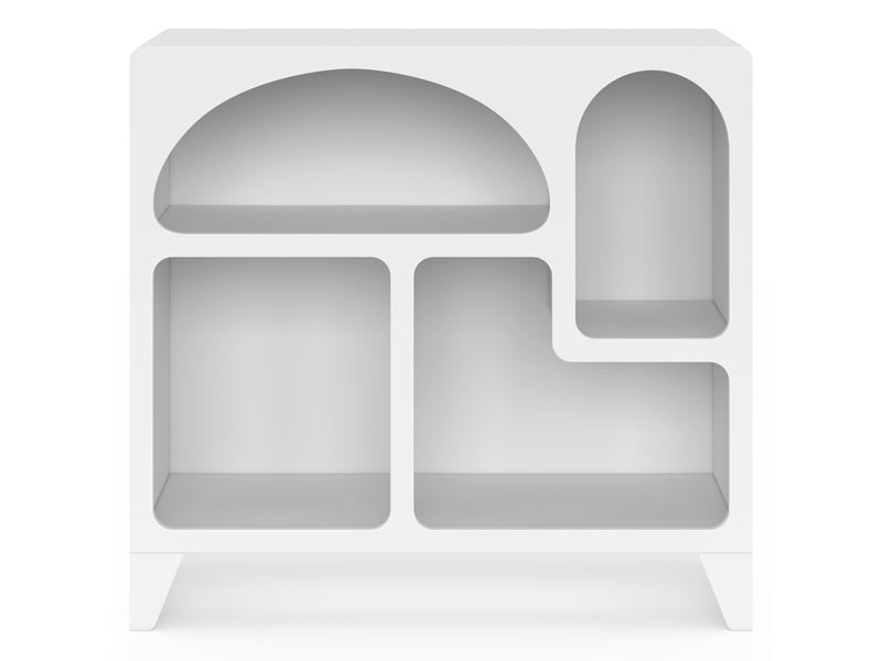  Buffet organique 80 cm alesia bois blanc meuble de rangement 4 niches  - Conforama C