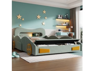 Lit avec rangement 140x200 cm MODENVIE   coloris vert
