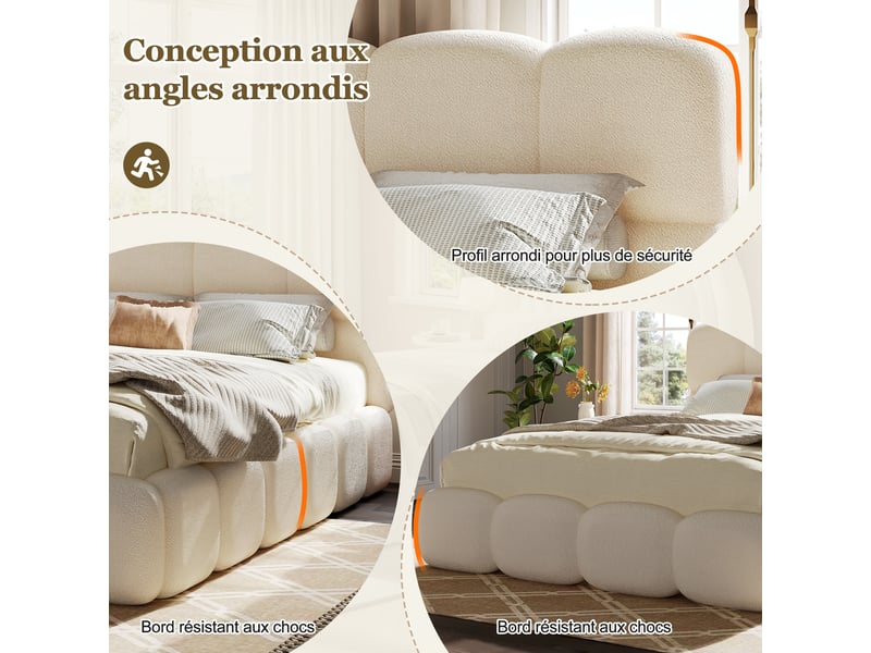  Table basse ovale 120 x60 x 51,5 cm avec rangement, set avec poufs rembourrés, 2 portes coulissantes frontales, design moderne, mdf et métal, noyer BUYDEEMEUS - Conforama E