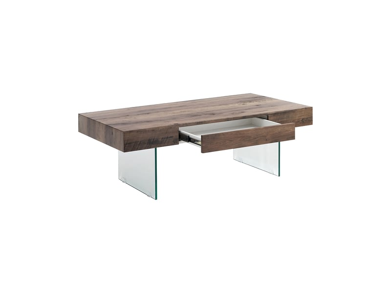 Table basse moderne en bois avec pieds en verre 110x60cm manhattan  - Conforama C