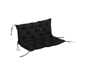 Coussin de banc 3 places 100 x 98 x 8 cm – noir – rembourrage mousse et 6 liens de fixation – intérieur et extérieur