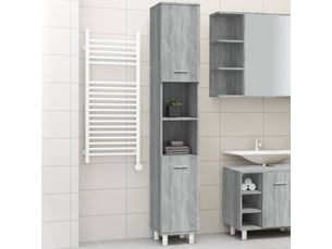 Amoire de salle de bain, meuble de rangement sonoma gris 30x30x179 cm bois d'ingénierie