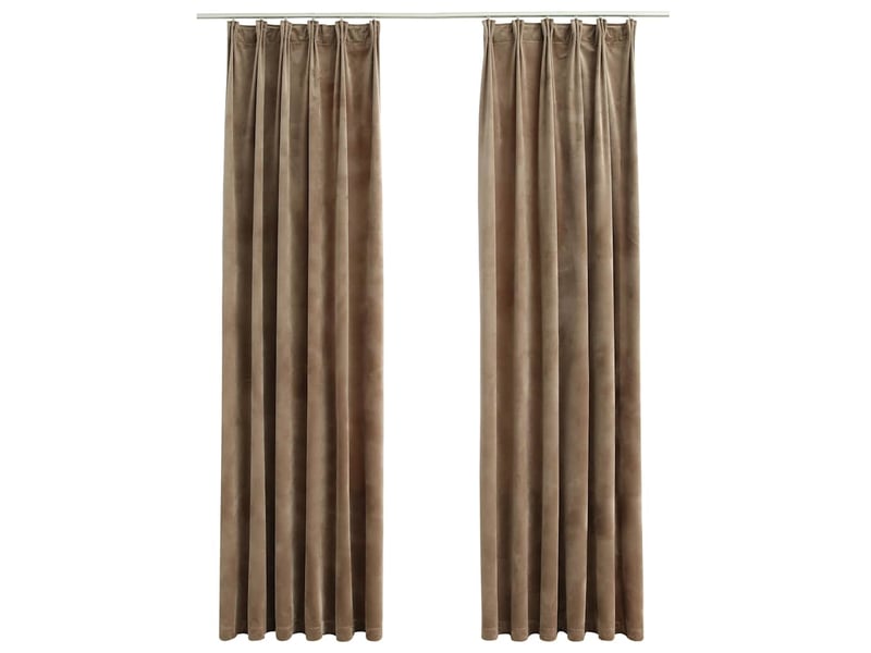  Lot de 2 rideaux occultants, rideaux black-out avec crochets velours beige 140x245 cm cf44894  - Conforama A