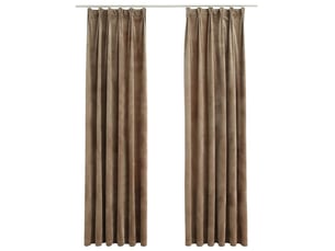Lot de 2 rideaux occultants, rideaux black-out avec crochets velours beige 140x245 cm cf44894