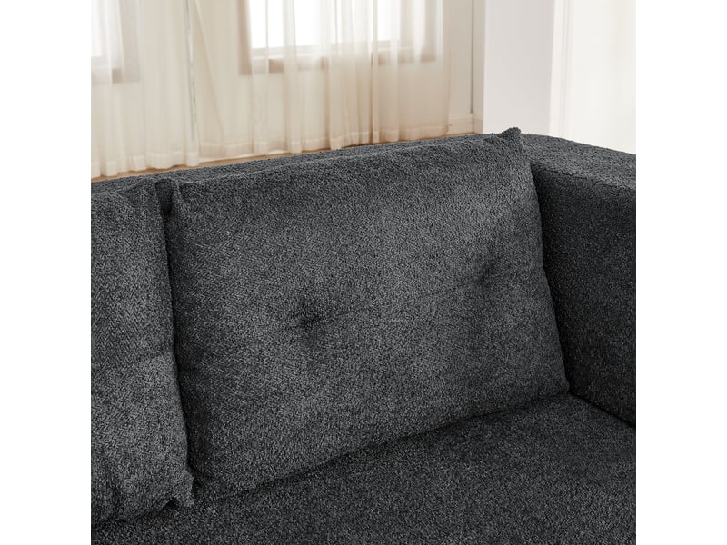 Fauteuil convertible modulable tissu gris foncé, canapé lit pliable avec rangement intégré et poches latérales pour salon moderne - Conforama D