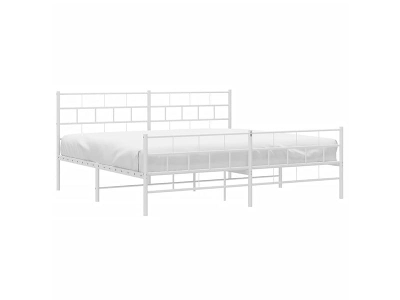 Lit double- lit adulte - cadre de lit métal sans matelas et pied de lit blanc 200x200 cm - Conforama B