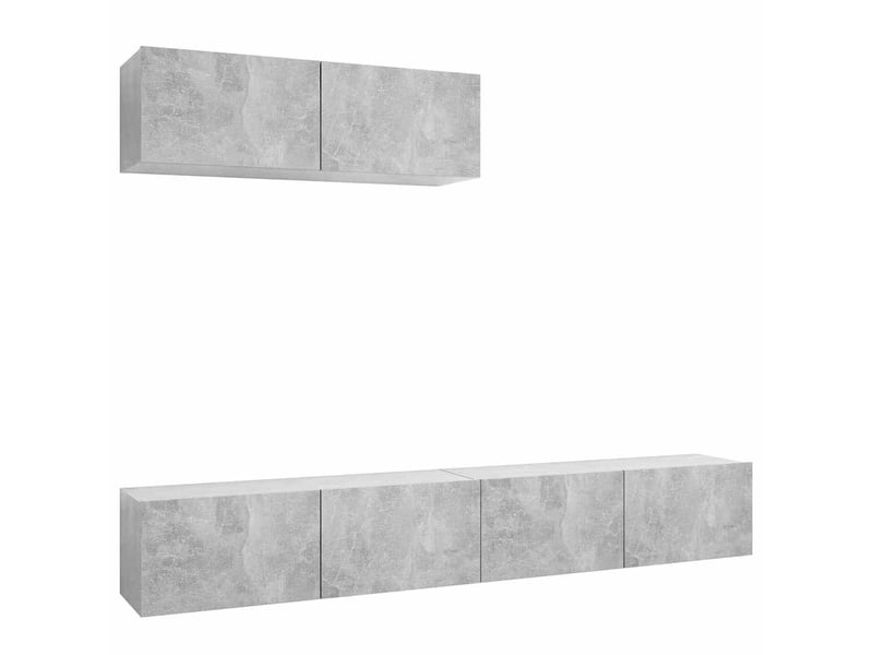  Lot de 3 meuble tv bas salon gris béton bois d'ingénierie shl59732  - Conforama A