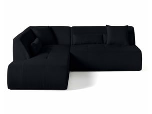 Canapé d'angle gauche fixe LISA DESIGN ONYX 5 places Velours côtelé noir