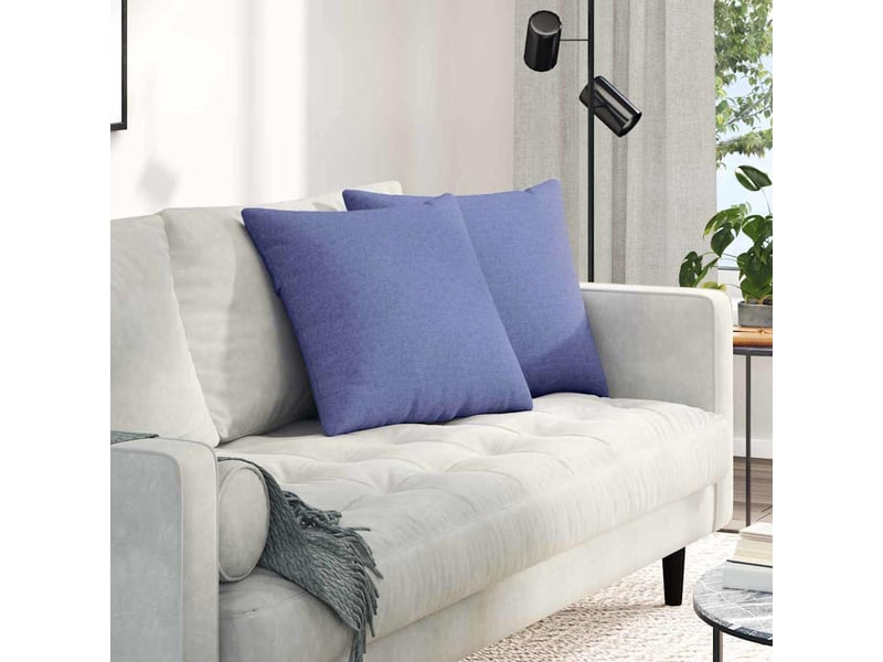 Lot de 2 coussins de canapé, coussins décoratifs tissu bleu denim 50 x 50 cm cf58788 - Conforama B