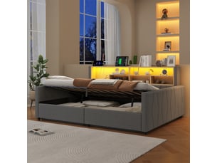 Lit banquette 140x200 cm <strong>SAPGAKS</strong> <strong></strong> coloris gris