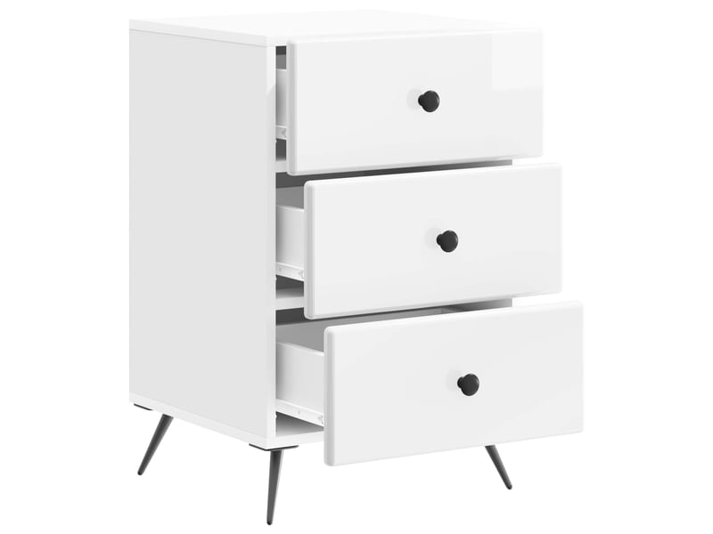Vidaxl table de chevet blanc brillant 3 tiroirs commode rangement 43 x 41 x 66,5 cm salon - Conforama D
