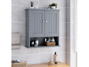 Armoire murale salle de bain 54,6x19,8x60 cm, 2 portes, rangement ajustable, armoire de rangement, mdf, gris clair