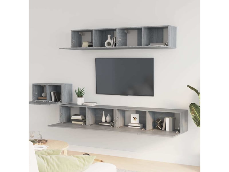  Ensemble de meubles tv 5 pcs sonoma gris bois d'ingénierie shl55292  - Conforama C