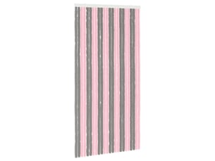 Rideau anti-insectes, moustiquaire en chenille gris argent et rose cf43434