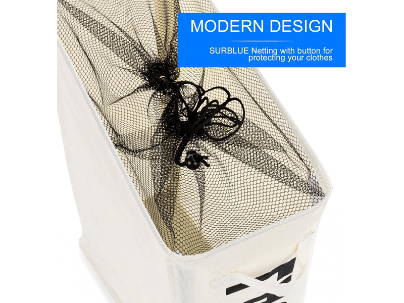 Panier à linge fin à roulettes, pliable avec poignées, bac de rangement d'angle pour la maison, beige - Conforama E