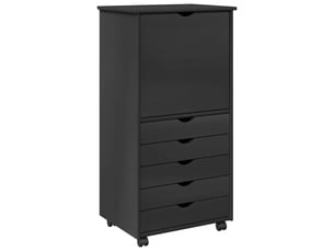 Caisson roulant de bureau, meuble de rangement 53 x 39 x 103 cm bois de pin massif gris