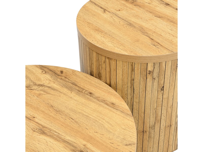  Ensemble de 2 tables basses rondes gigognes à relief vertical, naturel, ø75,50 cm Fay Lum - Conforama D