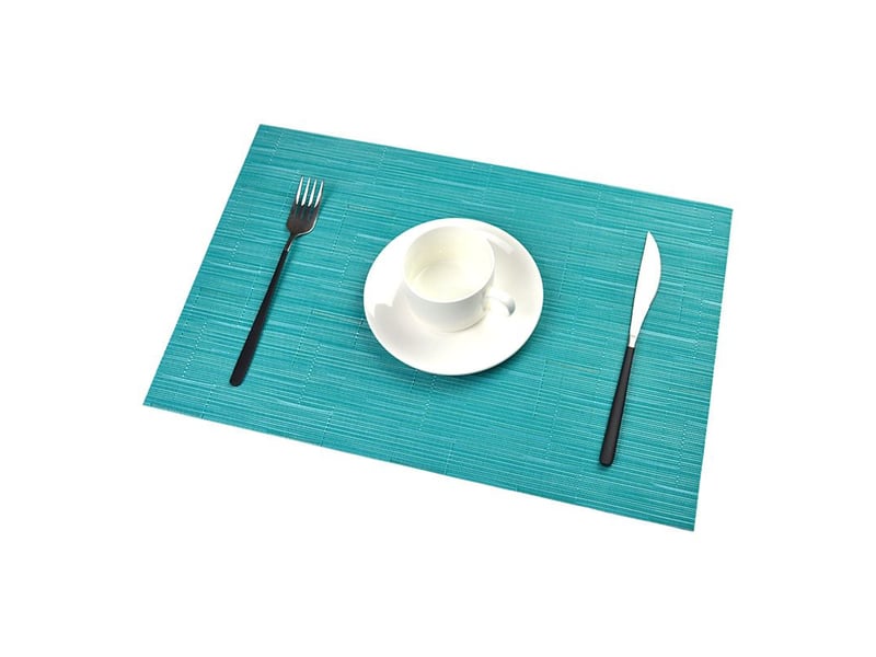Set de table pvc antidérapant lavable résiste à la chaleur rectangulaire vinyle sets de table pour restaurant, table à manger en cuisine ou salle à manger, 45 x 30 cm lot de 6 (bleu) - Conforama A