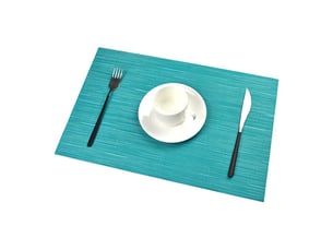 Set de table pvc antidérapant lavable résiste à la chaleur rectangulaire vinyle sets de table pour restaurant, table à manger en cuisine ou salle à manger, 45 x 30 cm lot de 6 (bleu)