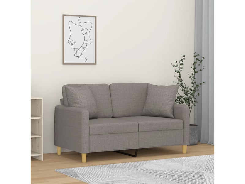  Canapé droit, sofa, canapé 2 places avec oreillers décoratifs taupe 120 cm tissu cf19991  - Conforama B