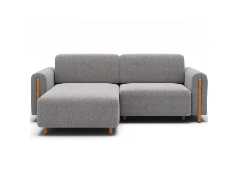  Canapé d'angle convertible arvessa gris clair bouclette – angle gauche avec coffre  - Conforama A