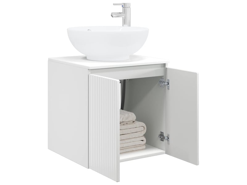 Vanité de lavabo mural, meuble de rangement blanc brillant 49.5x44.5x65 cm shl2034 - Conforama C