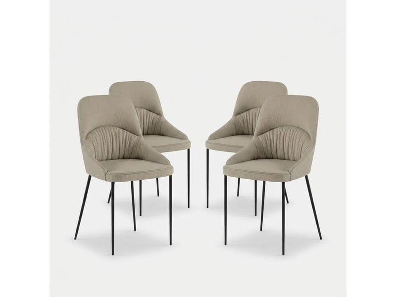  Lot de 4 chaises rembourrées en tissu facile à nettoyer harmony - beige  - Conforama A