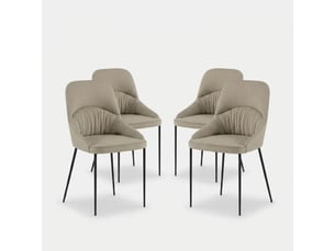 Lot de 4 chaises rembourrées en tissu facile à nettoyer harmony - beige