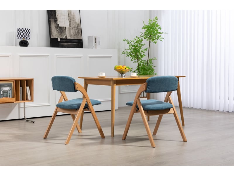  Chaise de salle à manger lot de 2 chaises assise rembourrée structure en bois pliantes empilables housse amovible  - Conforama A
