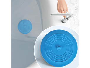 Grand bouchon de vidange en silicone bleu — adapté aux douches, baignoires et éviers — 1 pièce