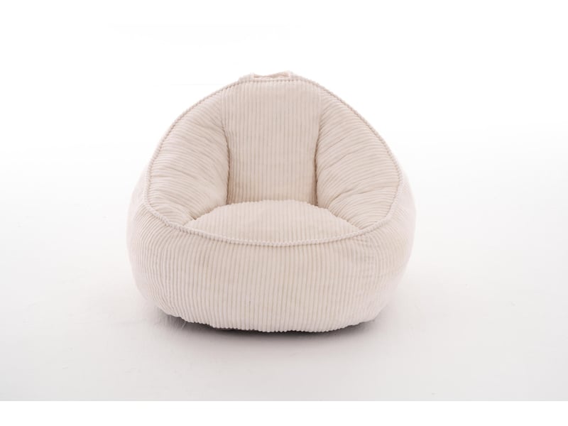  Fauteuil poire enfant en velours côtelé beige avec mousse, 69 x 72 x 51 cm  - Conforama A