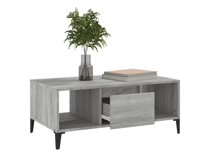  Table basse rectangulaire | table de salon sonoma gris 90x50x36,5 cm bois d'ingénierie shl1416  - Conforama D