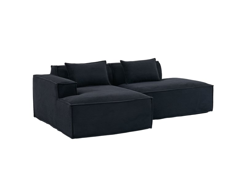  Canapé 2 places en polyester noir compact 235 cm - assise souple avec 2 coussins  - Conforama A