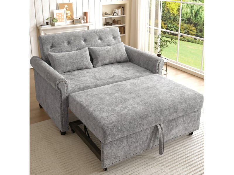  Canapé-lit tcqpz 2 places 120 x 80 x 82 cm convertible 3 en 1 en chenille gris  - Conforama E