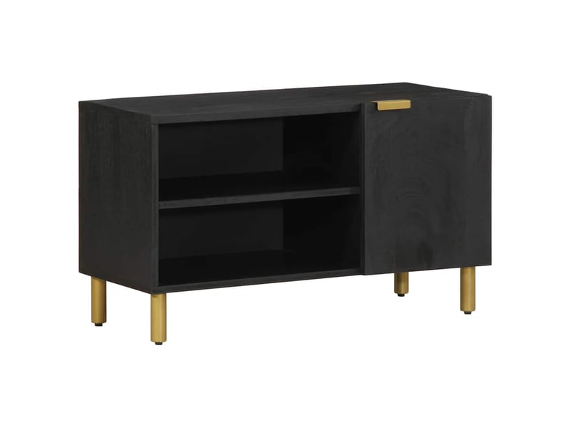  Meuble tv - banc tv - meuble de rangement noir 80x33x46 cm bois d'ingénierie  - Conforama B