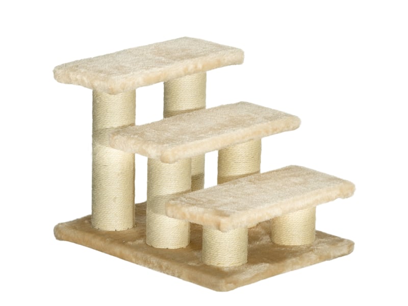  Escalier griffoir félin 45x35x34 cm – beige – marches de 11 cm, sisal et accès en hauteur quotidien  - Conforama A