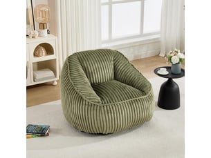 Fauteuil 1 place - 98x92x73cm - fauteuil pouf en mousse à mémoire de forme et peluche rayée - vert