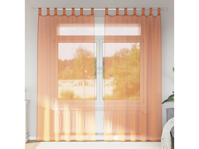 Lot de 2 rideaux en voile, voilages avec boucles terre cuite 140x225 cm cf44328 - Conforama B