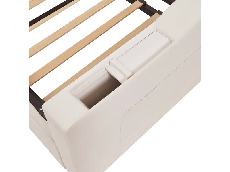 Canapé-lit 90x190 cm convertible en 180x190 cm avec usb, velours, beige, sans matelas - Conforama D