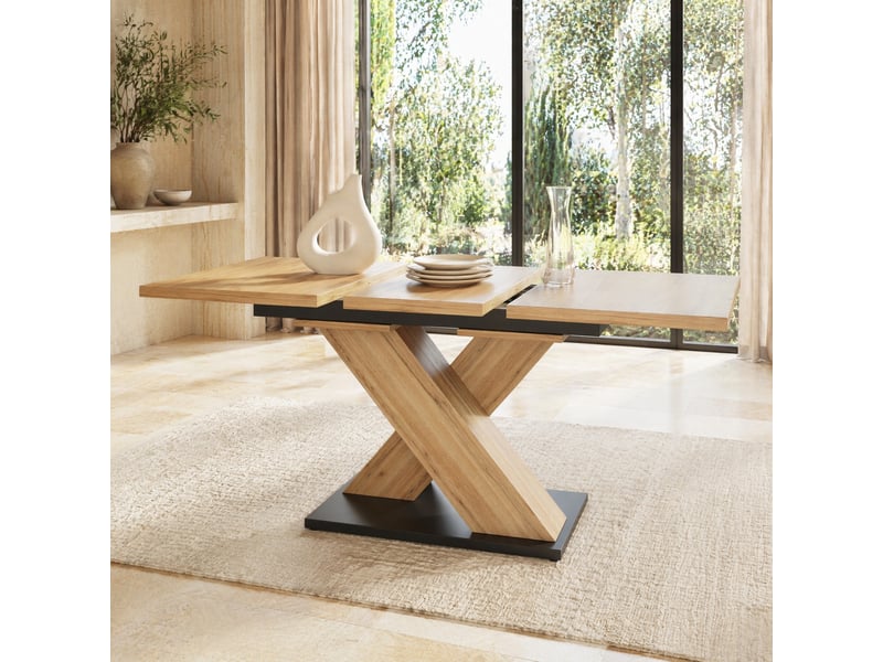  Table à manger extensible 119 à 158,5 cm en mdf, coloris bois naturel  - Conforama C
