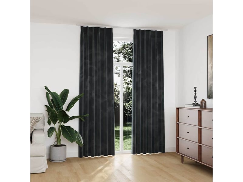  Lot de 2 rideaux occultants, rideaux black-out et crochet velours anthracite 140x245cm cf44925  - Conforama B