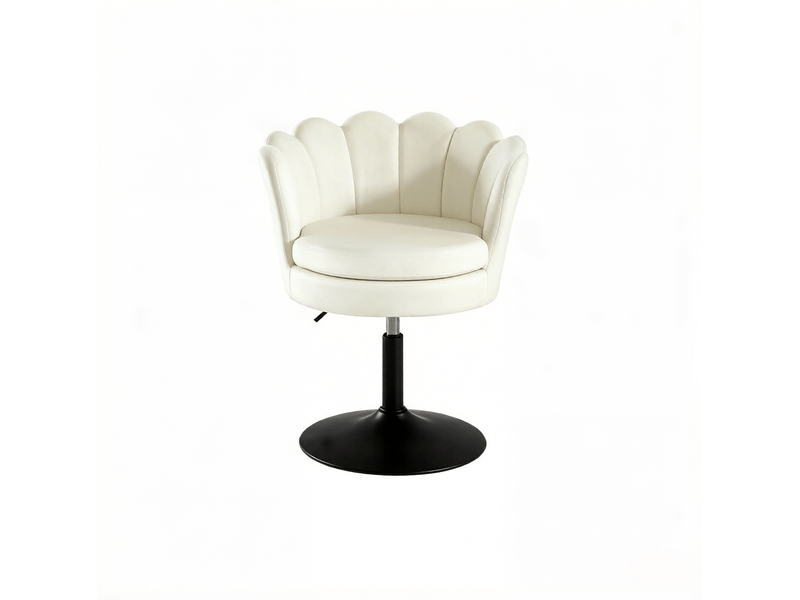  Chaise pivotante réglable en hauteur, en velours beige avec base en métal  - Conforama A