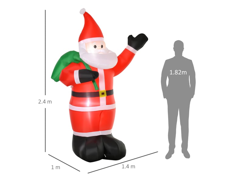  Père noël de 2,40 m de haut, avec éclairage led, décoration de jardin autogonflable  - Conforama E