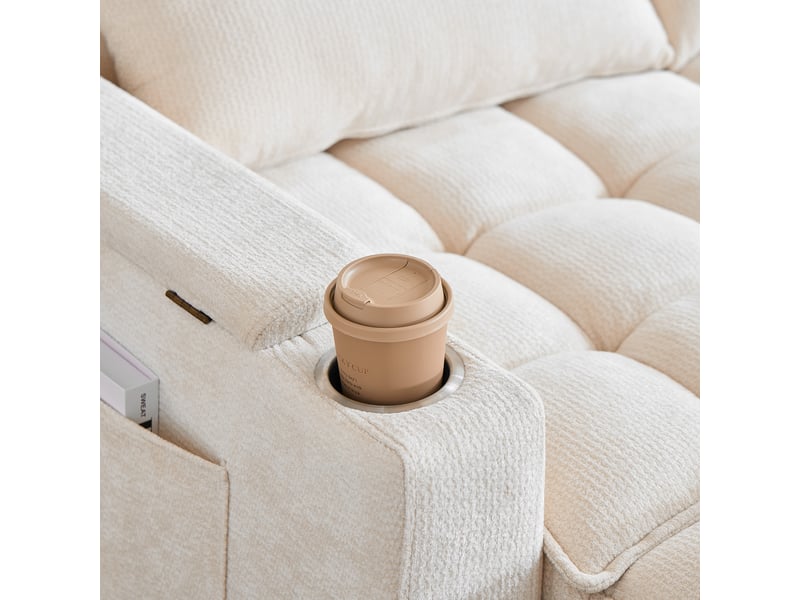  Canapé convertible 3-en-1 en chenille beige – 142 x 89 x 89 cm Fay Lum - Conforama R