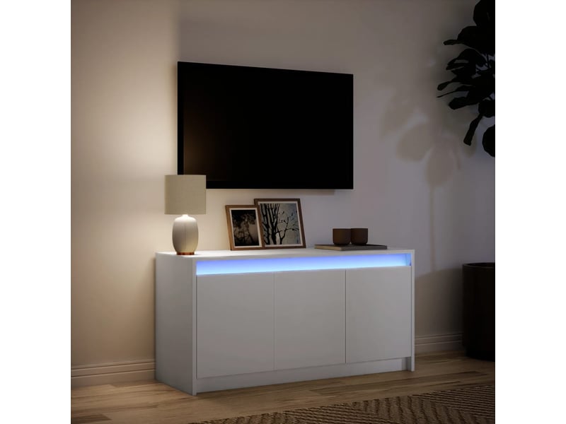 Meuble tv - banc tv - meuble de rangement avec led blanc 100x34x50 cm bois d'ingénierie - Conforama E
