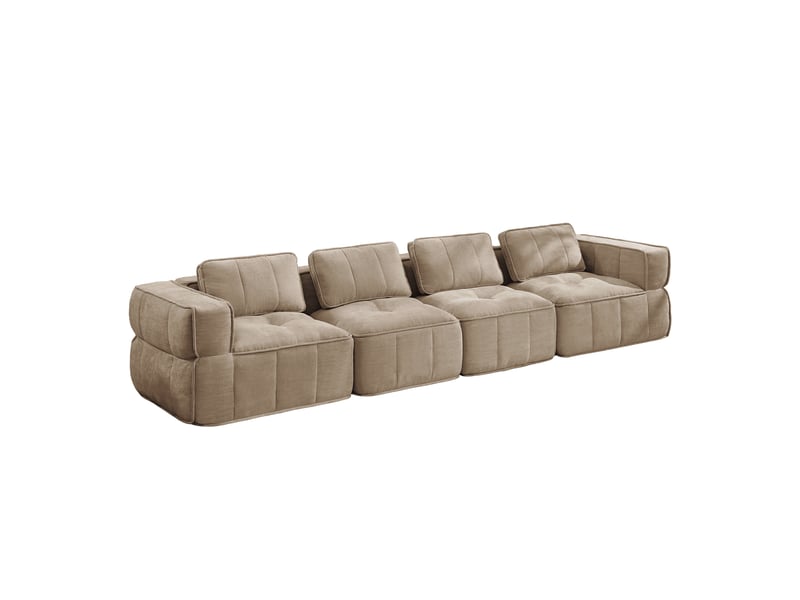 Canapé 4 places, revêtement en tissu, sans assemblage, tons naturels - Conforama A